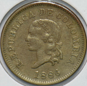 Colombia 1886 5 Centavos 192290 combine shipping