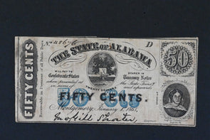 US 1863 50 CENTS VF STATE OF ALABAMA RN0069 combine shipping