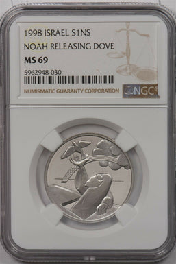 Israel 1998 New Sheqel silver NGC MS 69 Noah Releasing Dove NG1523 combine shipp