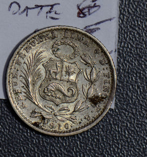 Peru 1916 Dinero silver small date P0177 combine shipping