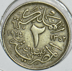 Egypt 1924 AH 1342 2 Millemes 196644 combine shipping