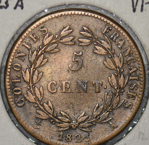 French Colonies 1825 A 5 Centimes  290022 combine shipping