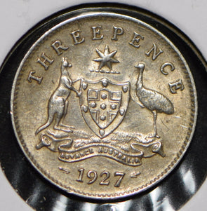 Australia 1927 3 Pence Kangaroo animal Emu  191357 combine shipping