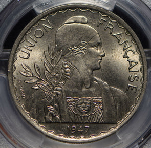 French Indo China 1947 Piastre PCGS MS64 lustrous rare grade PC0426 combine ship