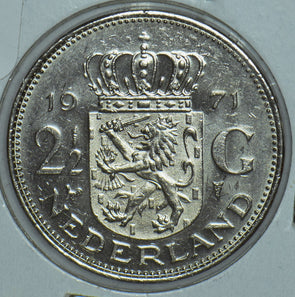 Netherlands 1971 2 1/2 Gulden Lion animal 150465 combine shipping