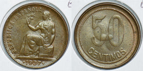 Spain 1937 50 Centimos BU 299097 combine shipping