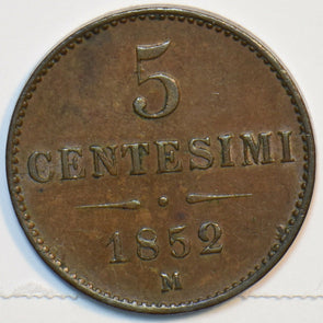 Italy 1852 M 5 Centesimi Lombardy 491258 combine shipping