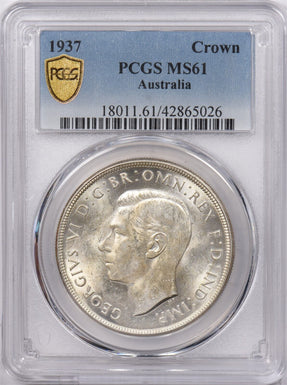 Australia 1937 Crown PCGS MS 61 Reverse is Virtually Gem PC1429 combine shipping