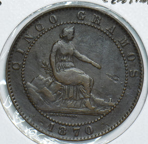Spain 1870 5 Centimos 299087 combine shipping