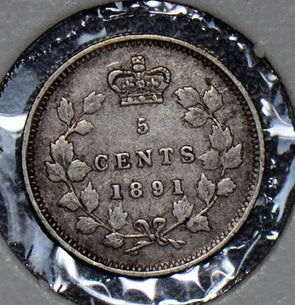 Canada 1891 5 Cents silver  CA0199 combine shipping