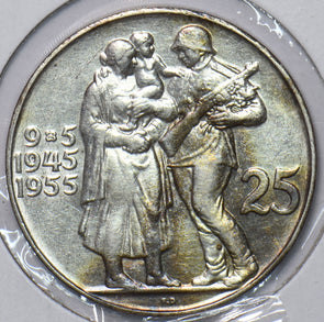 Czechoslovakia 1945 `55 25 Korun Lion animal 295085 combine shipping