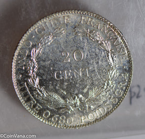 French Indo china 1937 20 Cents silver  BU0502 combine shipping