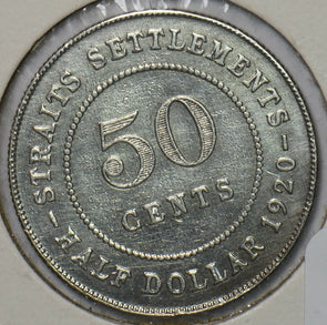 Straits Settlements 1920 50 Cents 296039 combine shipping