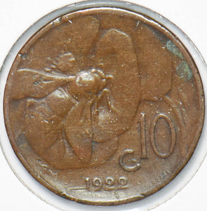 Italy 1922 Vittorio Emanvele III 10 Centesimi Honey Bee animal 192222 combine s
