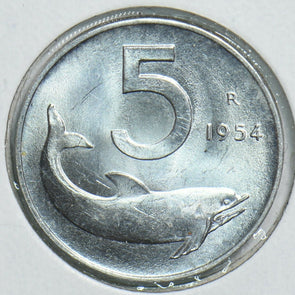 Italy 1954 5 Lire Dolphinanimal 298568 combine shipping