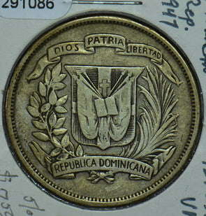 Dominican Republic 1947 Silver 1/2 Peso 291086 combine shipping