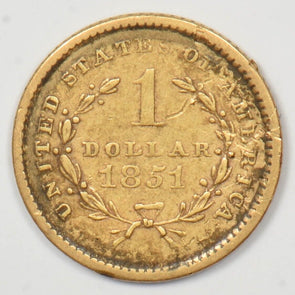 1851 $1, Egale Gold, Liberty Head small head AU GL0265