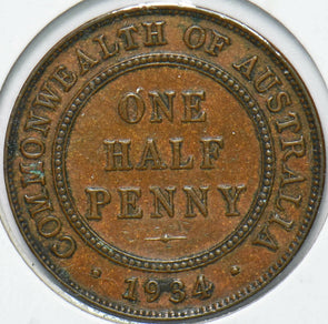 Australia 1934 Georgivs V 1/2 Penny 192147 combine shipping