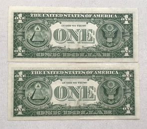 1981 Federal Reserve Notes Dollar UNC-adjacent serial number Ink smear error.