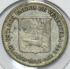 Venezuela 1945 Silver 1/4 Bolivar Horse animal 192106 combine shipping