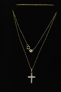 14K Simulated Diamond Necklace 1.24g Pendant 0.57*0.39inch Necklace 17inch RG013