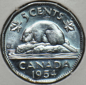 Canada 1954 5 Cents Beaver animal CH BU 152117 combine shipping
