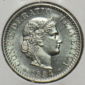 Switzerland 1884 20 Rappen UNC 295547 combine shipping