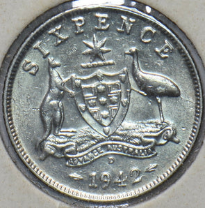 Australia 1942 D 6 Pence Kangaroo animal Emu 902571 combine shipping