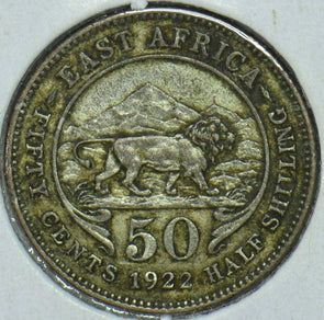 East Africa 1922 50 Cents Lion animal 290754 combine shipping