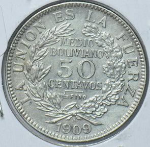 Bolivia 1909 50 Centavos Eagle animal Alpaka 295404 combine shipping