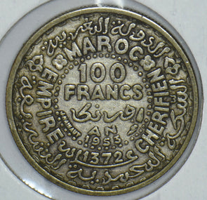 Morocco 1953 AH 1372 100 Francs 191670 combine shipping