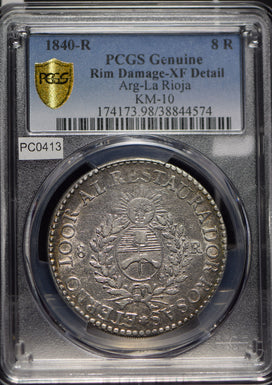 Argentina 1840 8 Reales PCGS XF rare PC0413 combine shipping