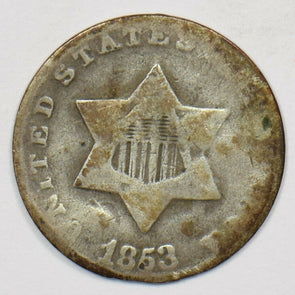 1853 Three Cents 3c Silver Good U0210