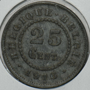 Belgium 1916 25 Cents Lion animal 297330 combine shipping