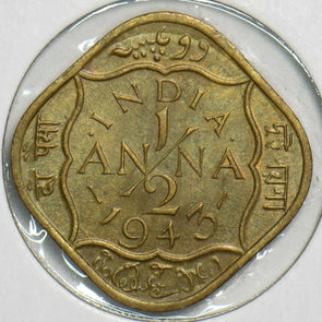 India British 1943 1/2 Anna 491359 combine shipping