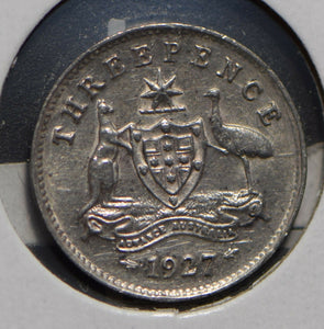 Australia 1927 3 Pence Kangaroo animal Emu  292021 combine shipping