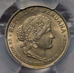 Peru 1937 10 Centavos PCGS MS64 PC0700 combine shipping