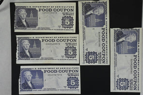 US 1989-97 A AND B $5 FOOD COUPON (STAMPS) LOT OF 5 RN0074 com