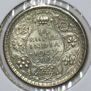 British India 1943 1/4 Rupee 295670 combine shipping