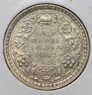 British India 1943 1/2 Rupee  150003 combine shipping