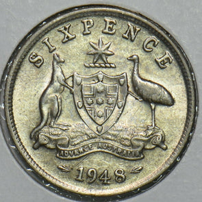 Australia 1948 6 Pence Kangaroo animal Emu 491263 combine shipping