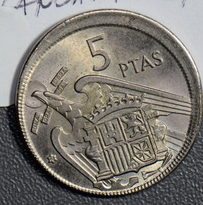 Spain 1957 (68) 5 Pesetas off center error rare S0180 combine shipping