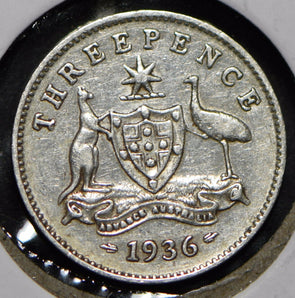 Australia 1936 3 Pence Kangaroo animal Emu  191339 combine shipping