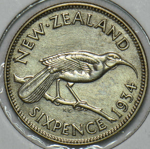 New Zealand 1934 6 Pence Huia Bird animal 297571 combine shipping