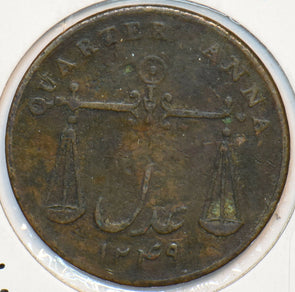 India British 1833 1/4 Anna Lion animal Bombay Presidency. East India Company 15
