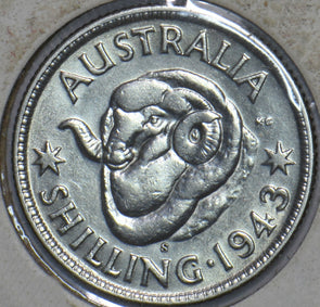 Australia 1943 S Shilling Merino ram animal 150807 combine shipping