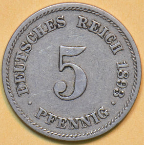 Germany 1893 5 Pfennig Eagle animal 902327 combine shipping