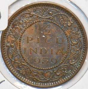 British India 1939 C 1/2 Pice UNC 194538 combine shipping