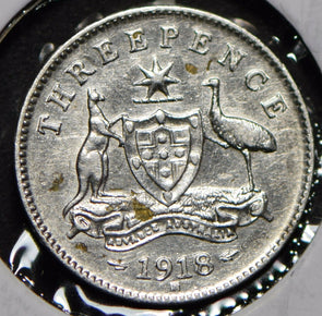 Australia 1918 3 Pence Kangaroo animal Emu  191481 combine shipping