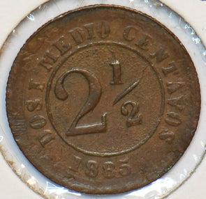 Colombia 1885 2 1/2 Centavos 296725 combine shipping